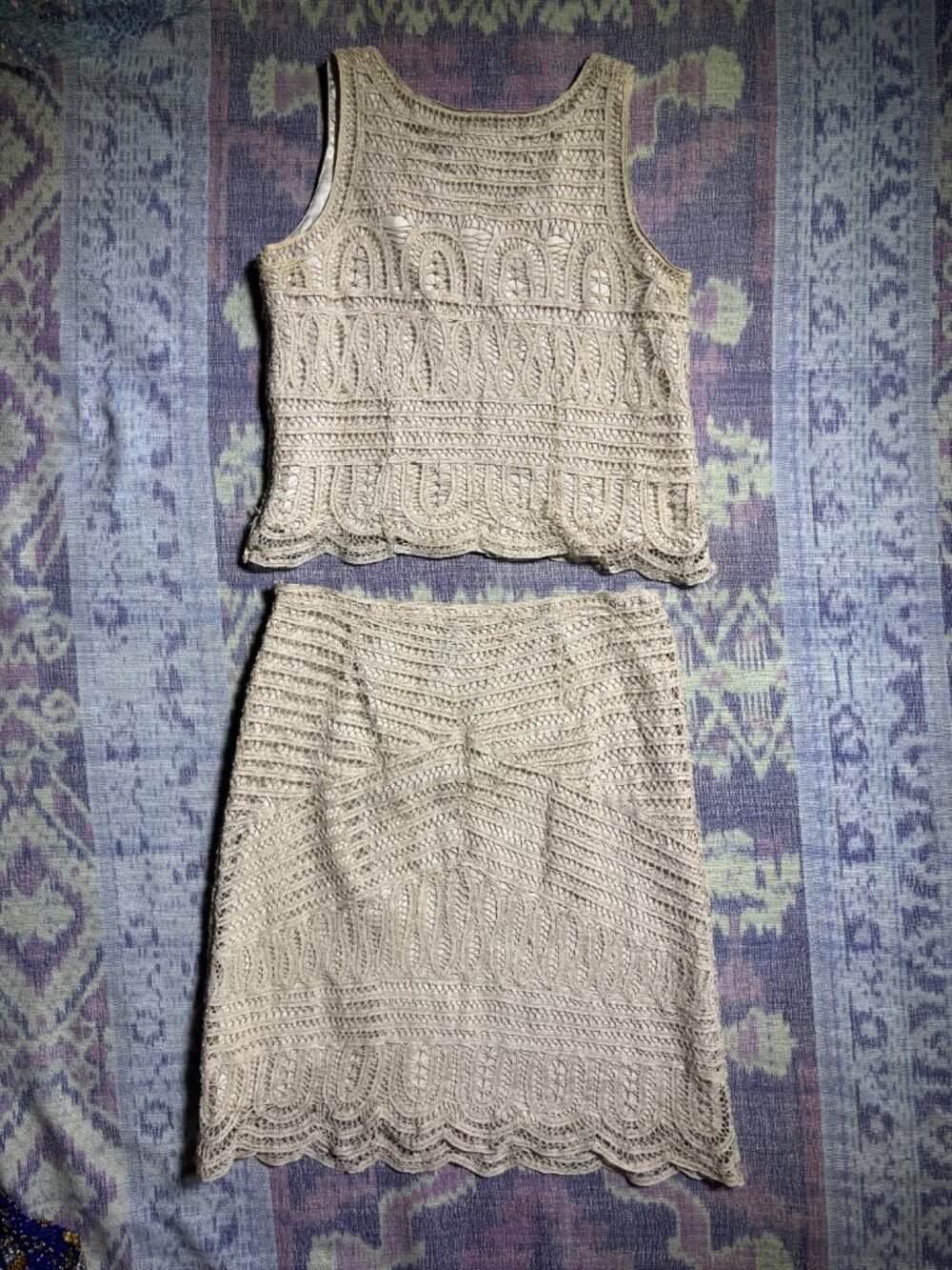 Willi Smith Women's 2-Piece Linen Blend Lace Tank Top and Skirt Set Size 10 - Picture 4 of 16